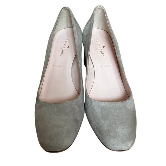 Kate Spade New York Dolores Suede Block Heel Pumps | Gray Neutral Taupe, 7M - Picture 10 of 10